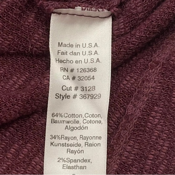 ANTHROPOLOGIE LEFT OF CENTER Women’s Burgundy Slub Knit Tie Hem Top - Picture 6 of 6